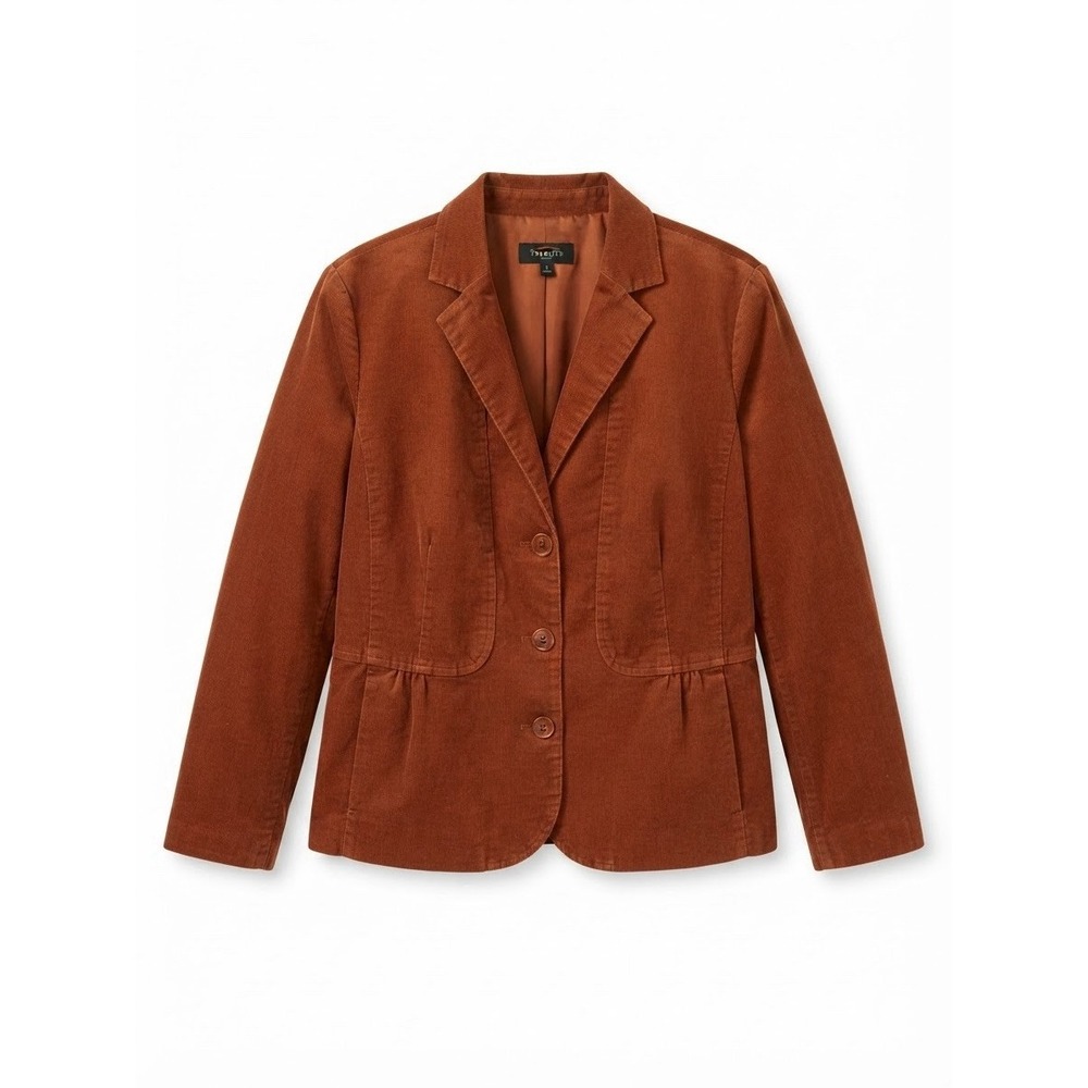 Talbots Women's Plus 22 3X Brown Corduroy Jacket Blazer Work Office Stretch